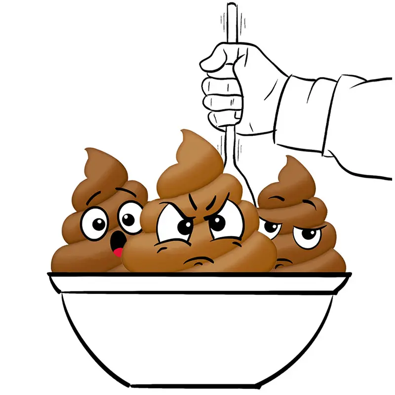 Poop being stirred in a bowl