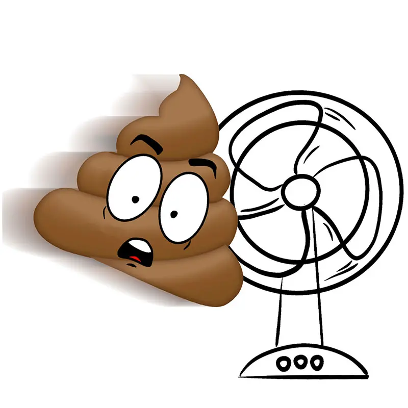 Poop flying towards a fan